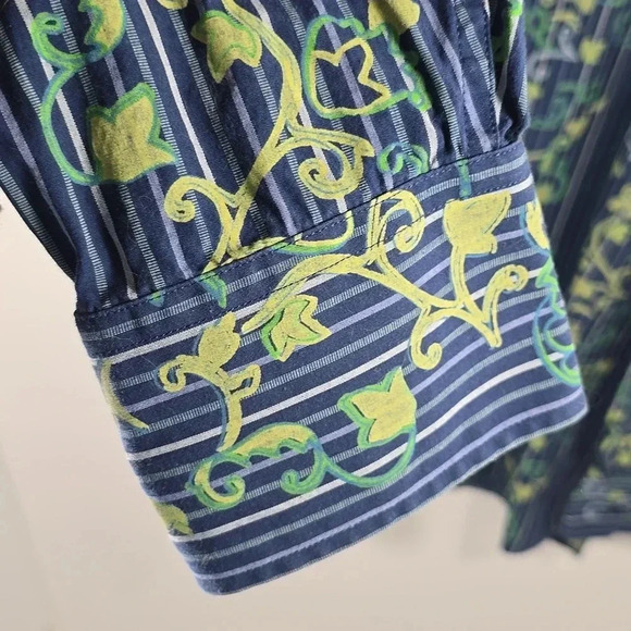 {John Henry} Men's Blue Striped Ivy Print Button-Down Shirt - Size XL - Picture 8 of 13